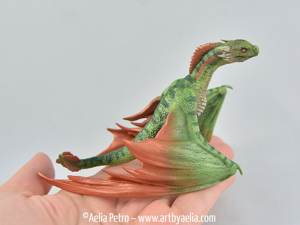 Realistic Wyvern-Style Dragon - Green and Bronze Dragon - Custom Made-to-Order