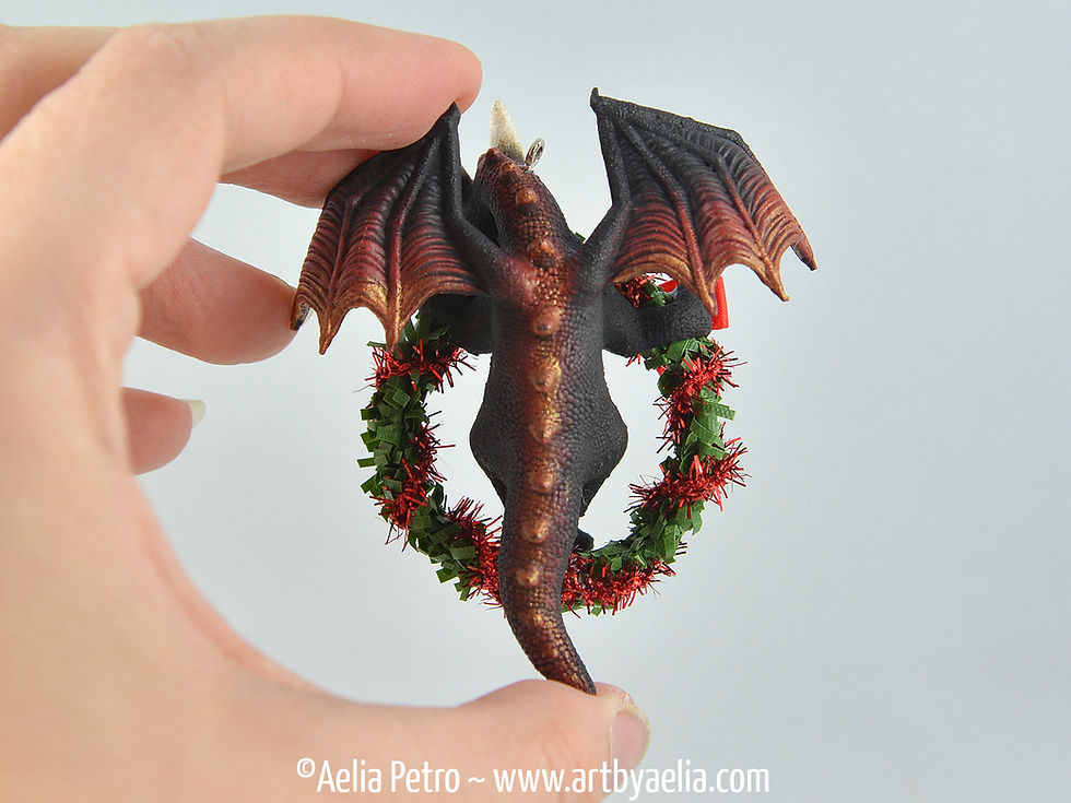 Thumbnail: Wreath Dragon Ornament - Burning Ember Dragon