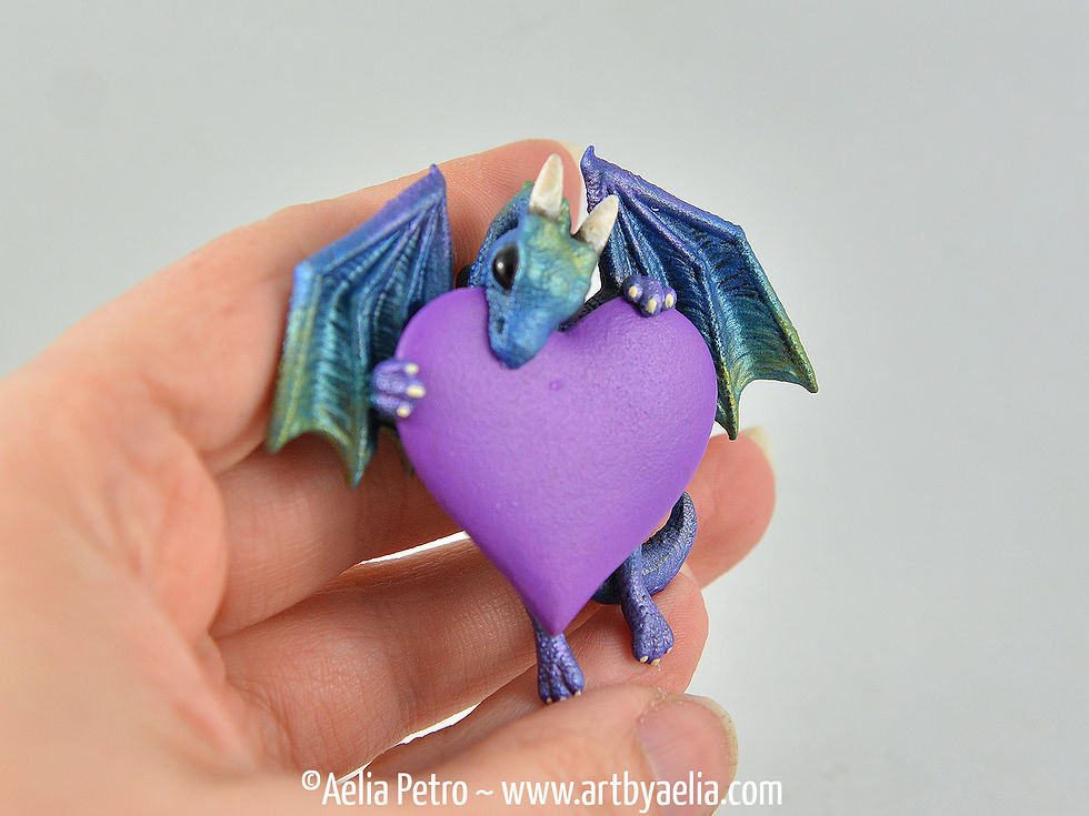 Thumbnail: Valentines Heart Dragon Necklace - Aurora Borealis Dragon - PRE-ORDER Shipping