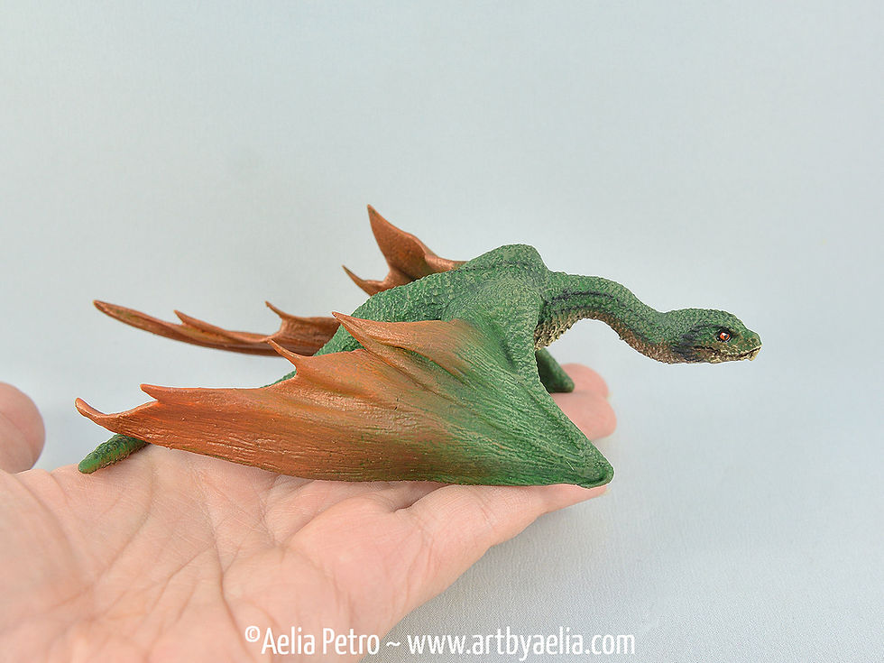 Realistic Wyvern-Style Dragon - Green and Bronze Sneaky Dragon - Custom Made-to-