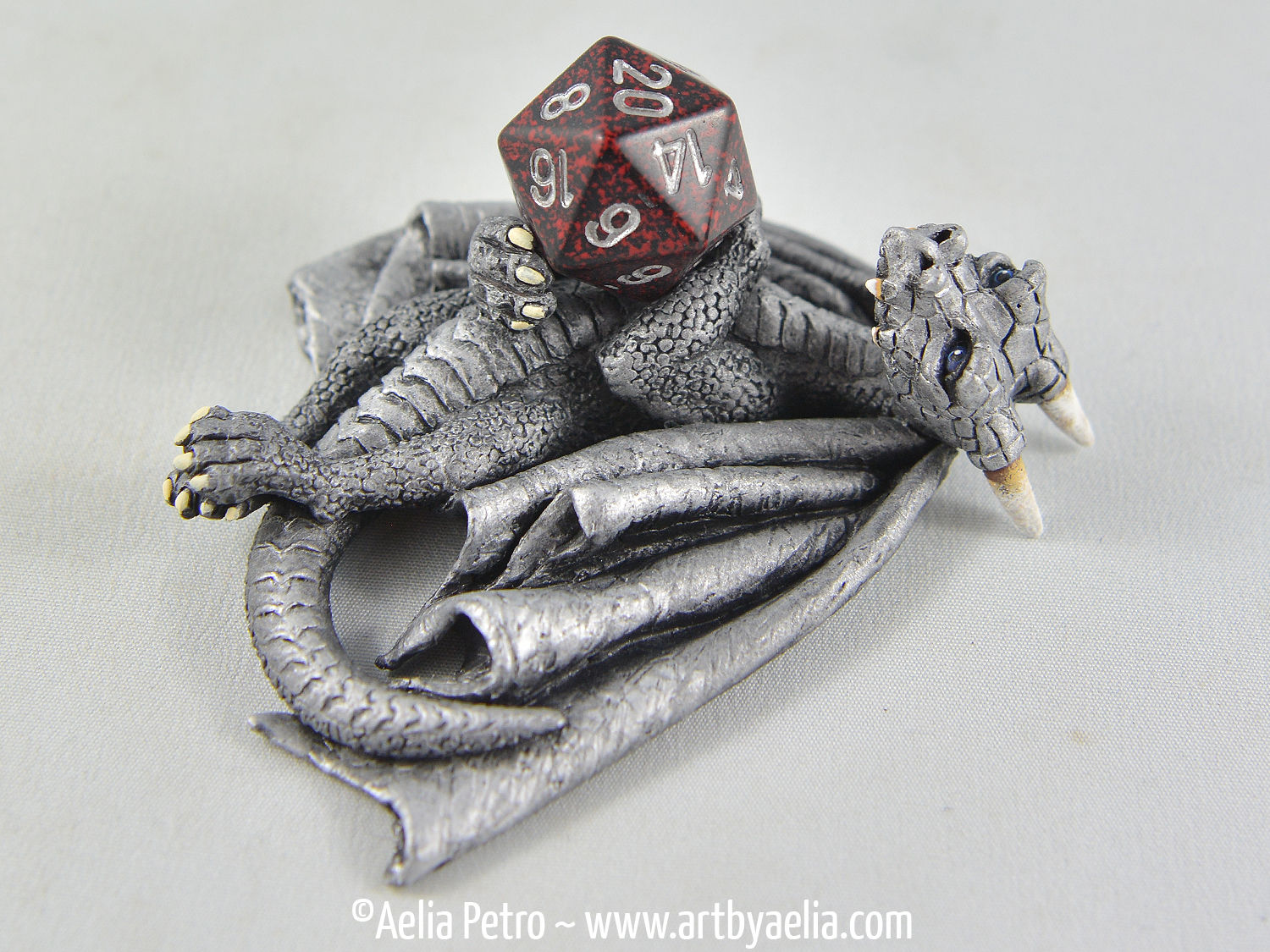 Custom Made Metallic Silver Dice Dragon - PRE-ORDER Shipping in 4-6 Weeks