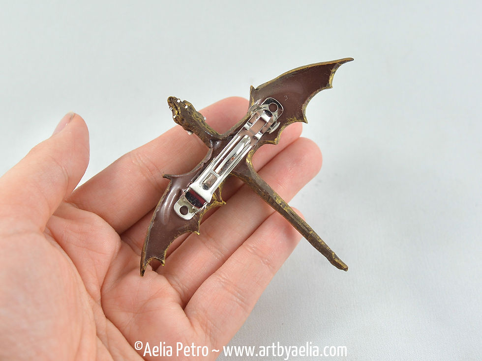 Thumbnail: Dragon Hatchling Barrette - Antique Gold 2" Clip