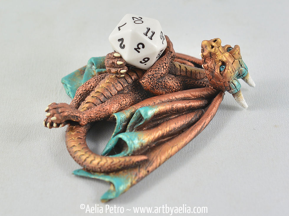 Custom Made Metallic Bronze Dice Dragon - PRE-ORDER Shipping in 4-6 Weeks