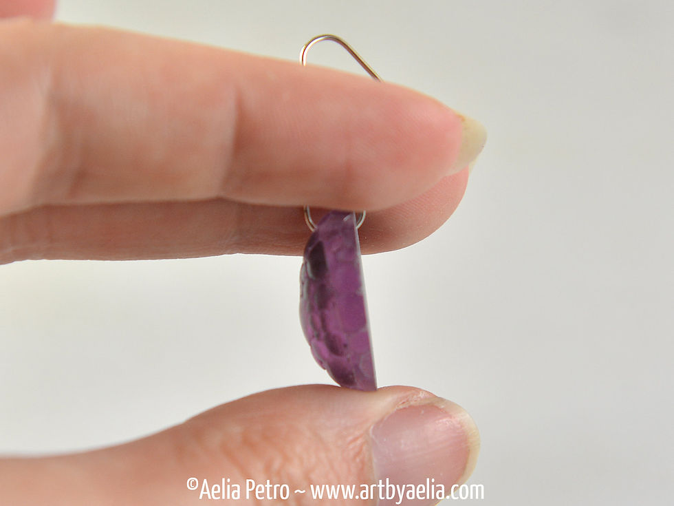 Thumbnail: Bubble-Scaled Purple Dragon Egg Earrings