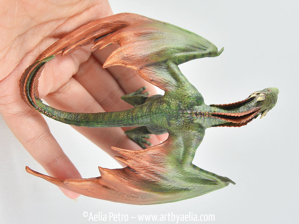 Thumbnail: Realistic Wyvern-Style Dragon - Green and Bronze Dragon - Custom Made-to-Order