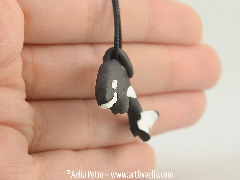Thumbnail: Painted Resin Tilikum (Tilly) Orca Necklace