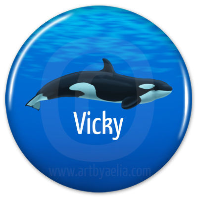 Orca Button or Keychain - Vicky