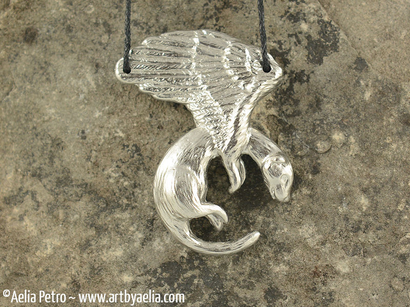 Pewter Winged (Angel) Ferret Necklace Pre-Order