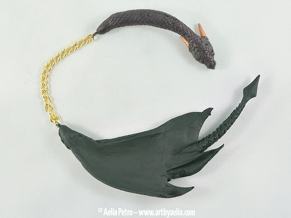 Thumbnail: Dragon Draper Necklace - Rhaegal Inspired Dragon IN STOCK and Ready to Ship