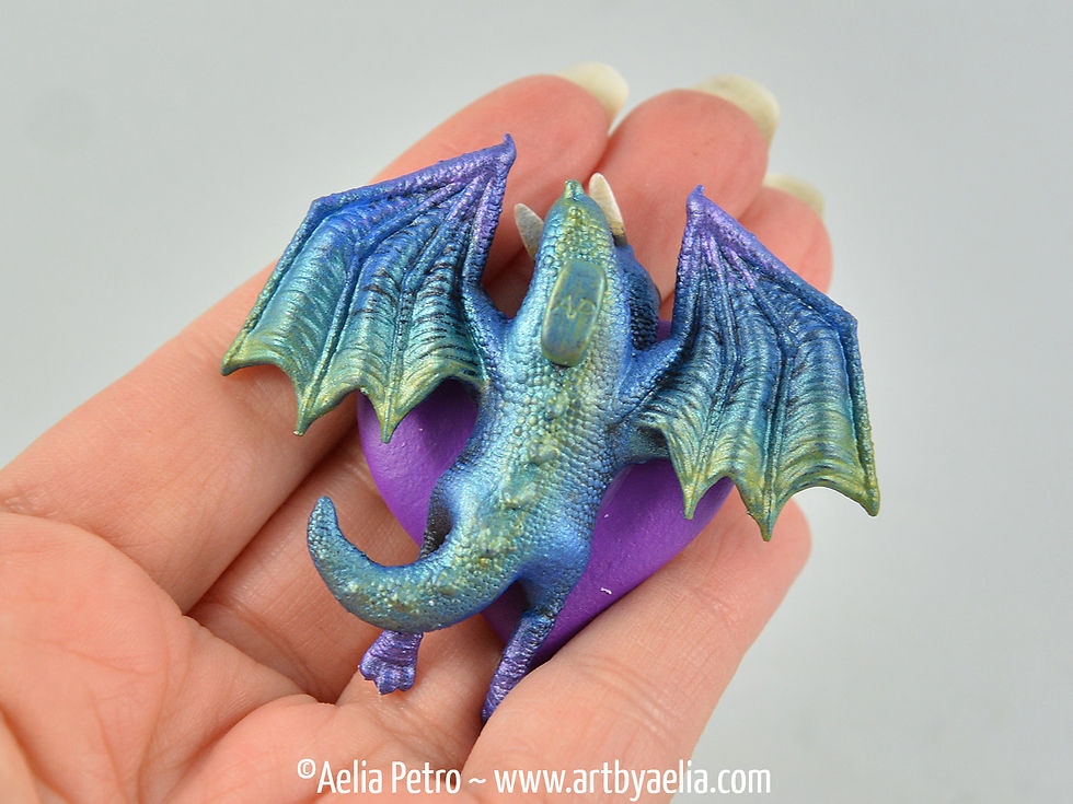 Thumbnail: Valentines Heart Dragon Necklace - Aurora Borealis Dragon - PRE-ORDER Shipping