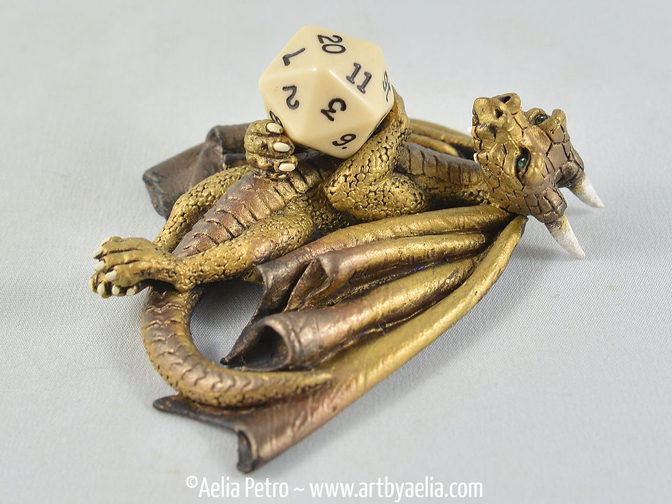Custom Made Metallic Brass Dice Dragon - PRE-ORDER Shipping in 4-6 Weeks