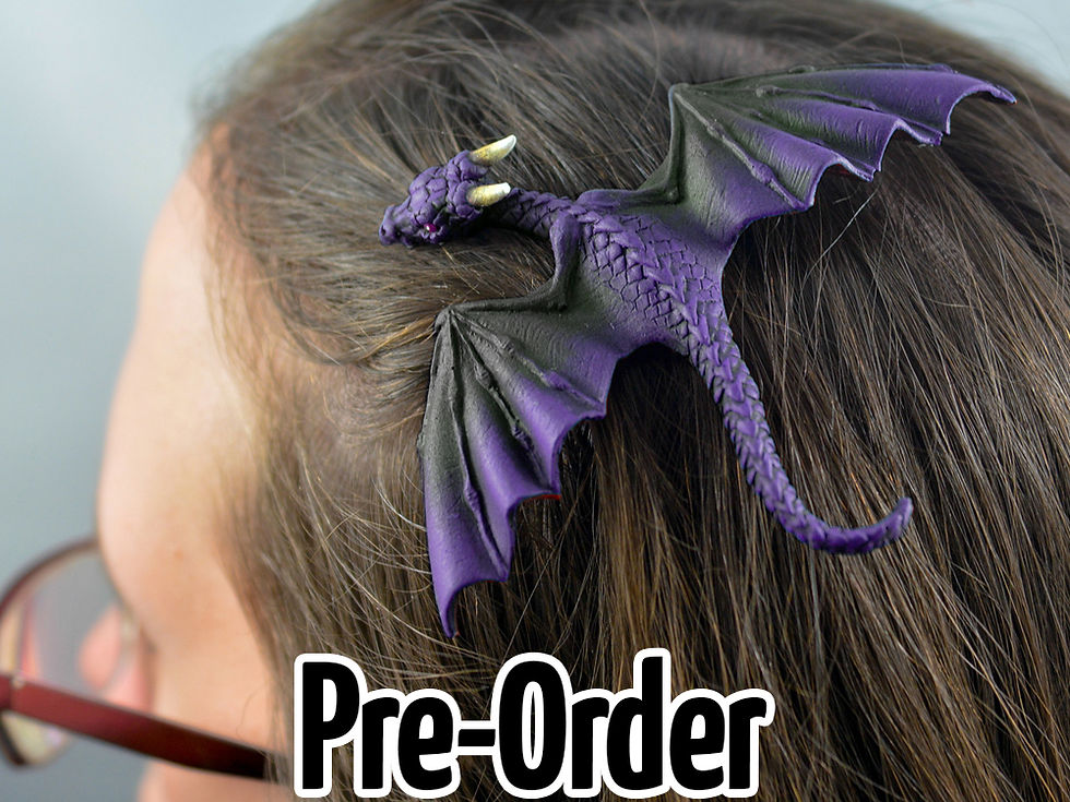Baby Dragon Barrette - Black and Purple Dragon Pre-Order