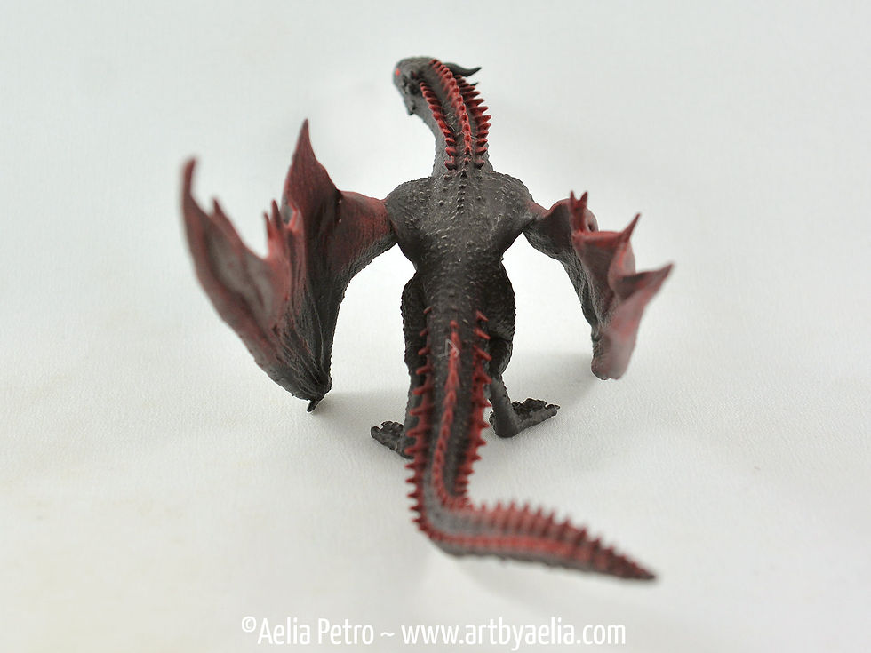Thumbnail: Realistic Wyvern-Style Dragon - Black and Dark Red Dragon - Custom Made-to-Order