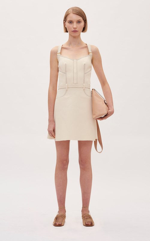 STITCH TUCK MINI DRESS