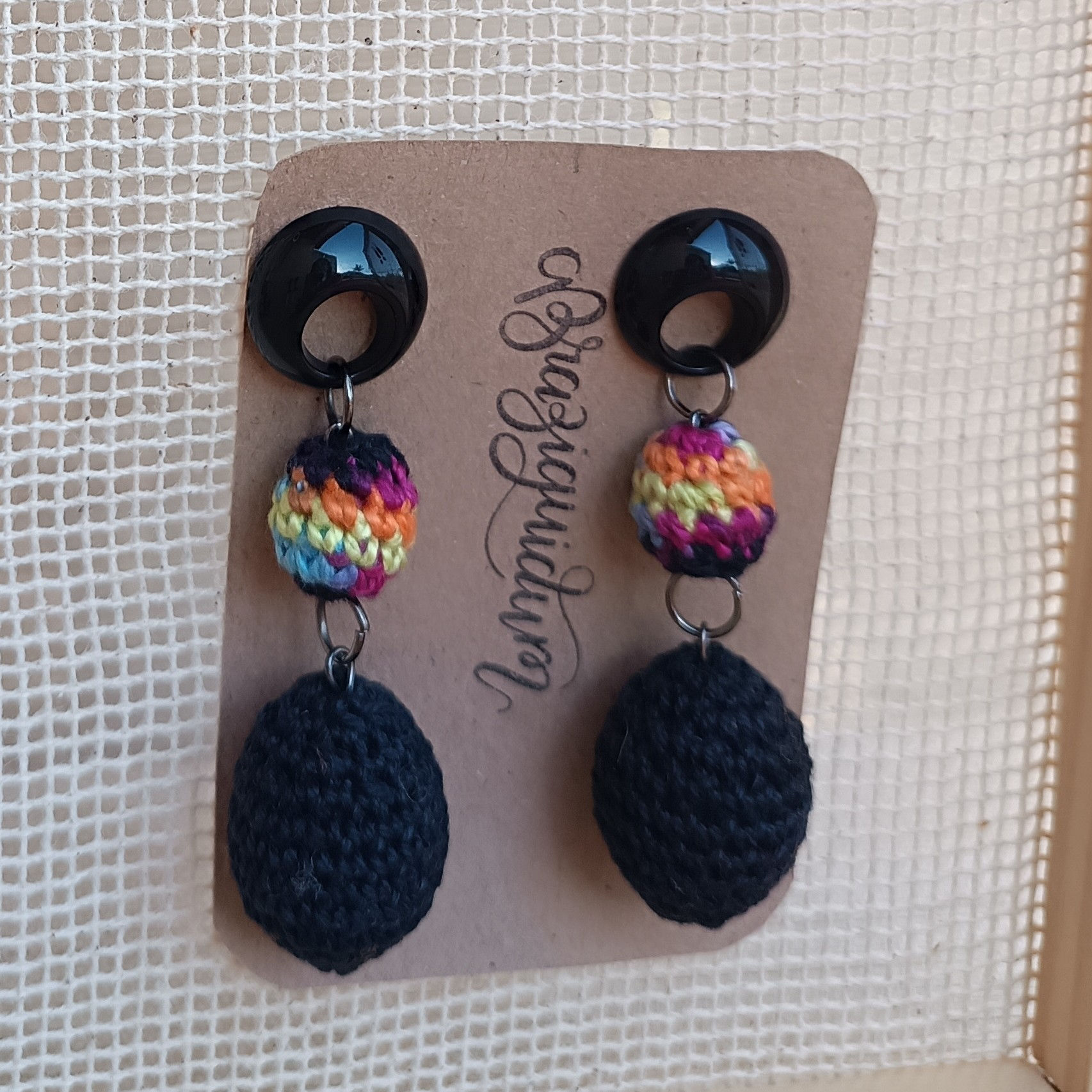 Maxi Brinco Crochê Preto/Colorido