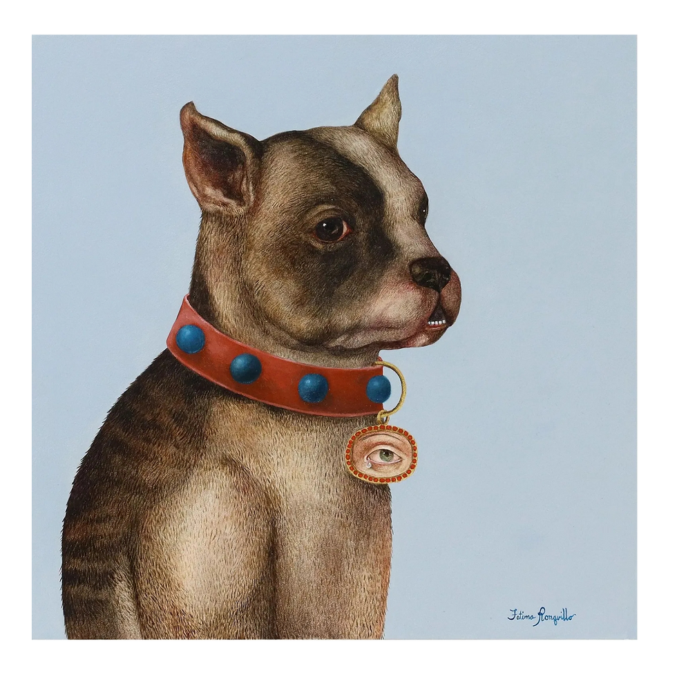 PAINTING 'DOG WITH MASTER'S EYE II,' 12" X 12"