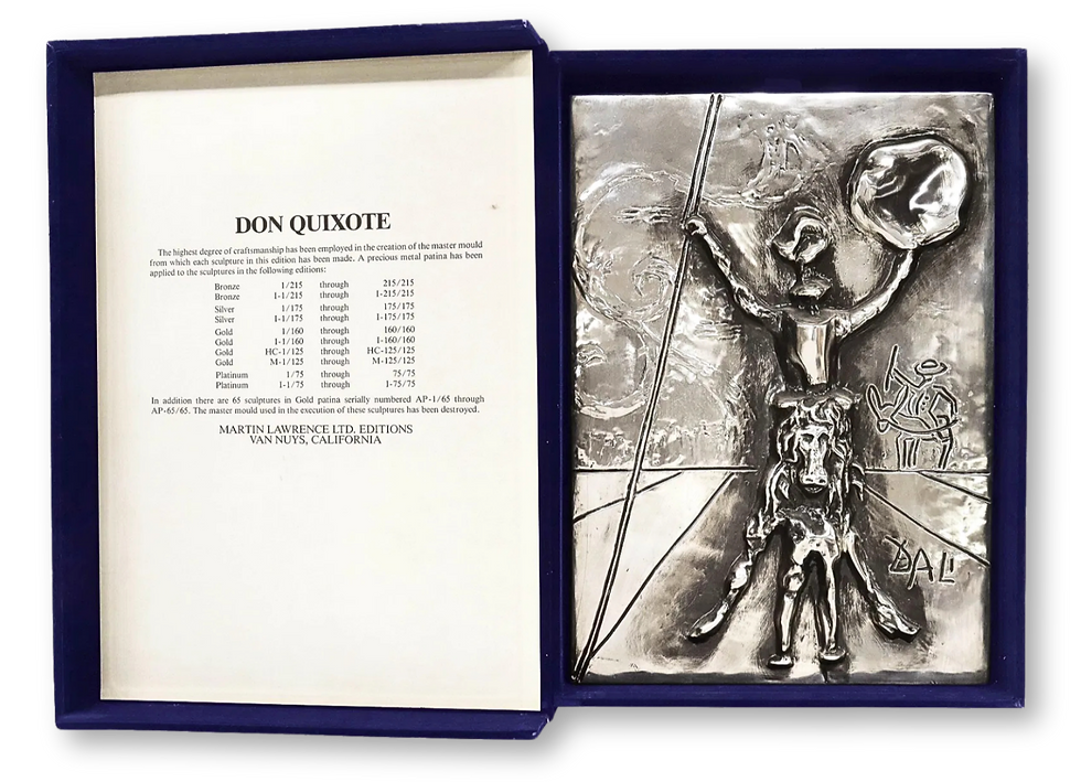 AFTER SALVADOR DALI (D.1989) LIMITED-EDITION SILVERPLATE RELIEF PLAQUE, 'DON QUIXOTE'