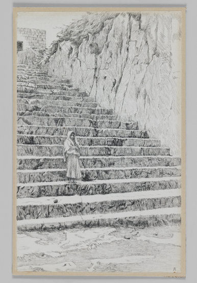 Steps Leading to the Tombs of the Prophets, Tissot 1886-89. Public domain image from the Brooklyn Museum.