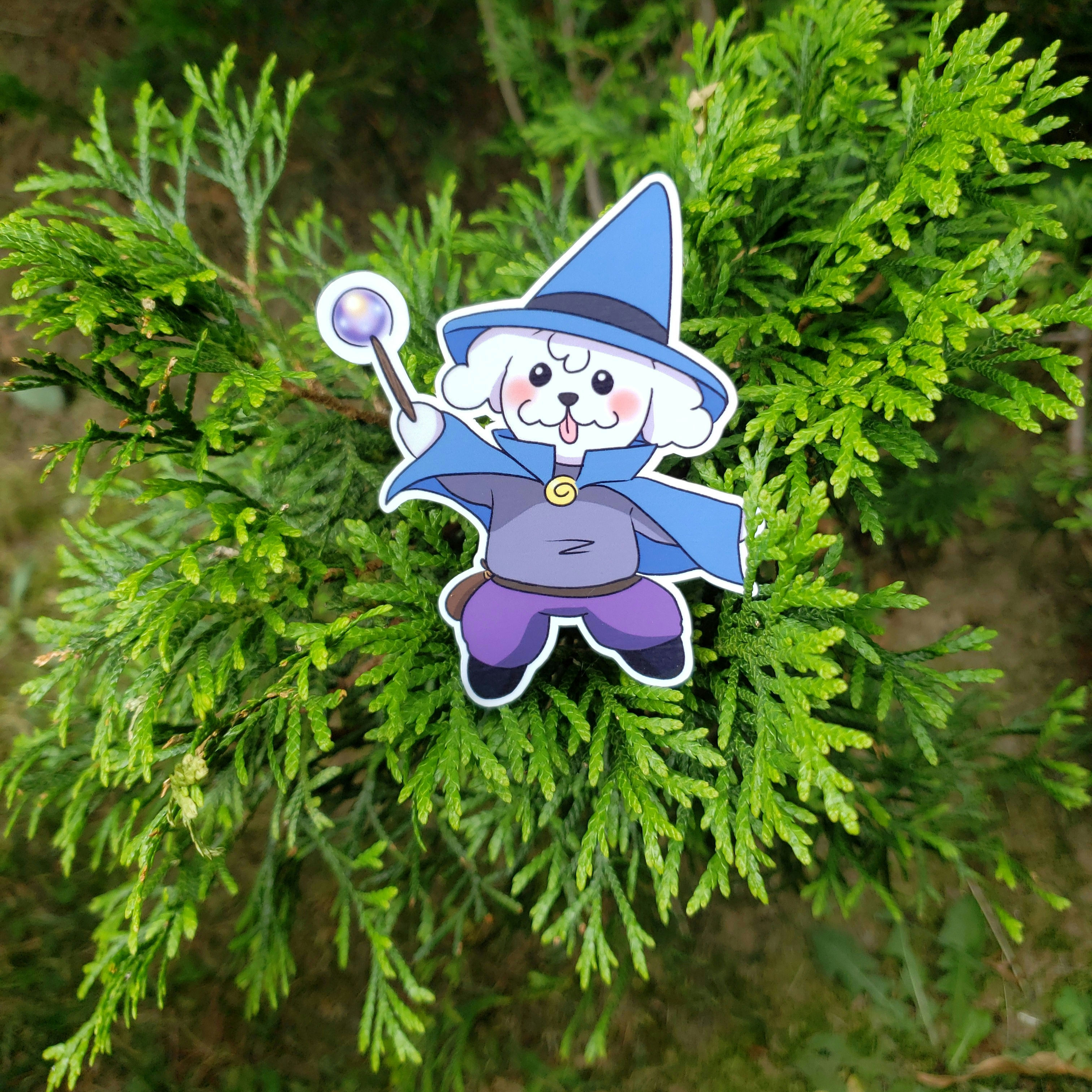 Blue Wizard DND White Dog Sticker