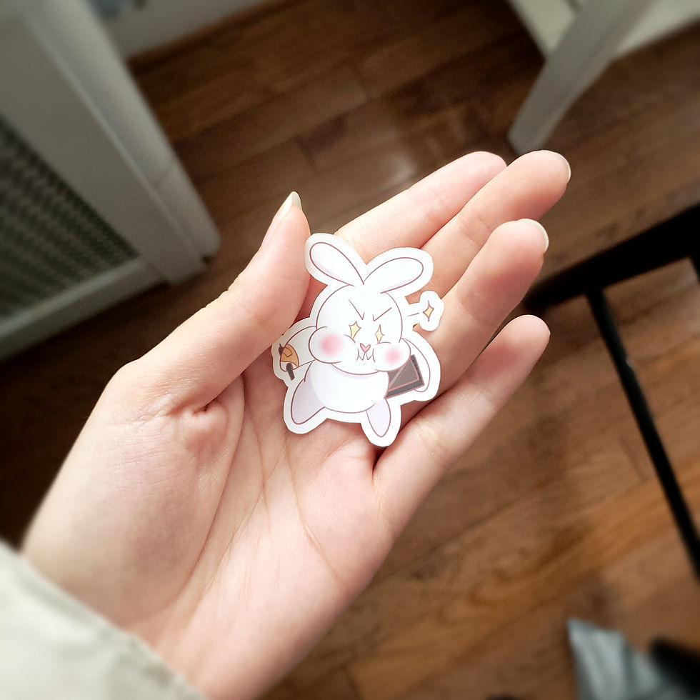Thumbnail: Mischievous Artist Bunny Water Resistant Sticker
