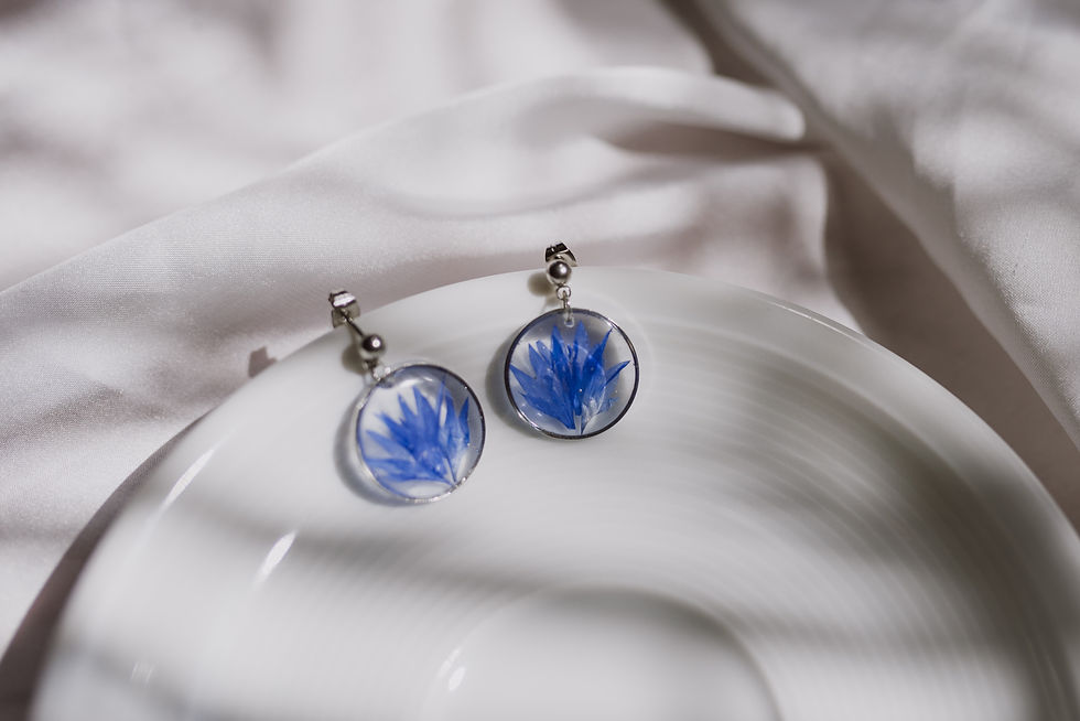 Thumbnail: Blue Cornflower Petal Earrings
