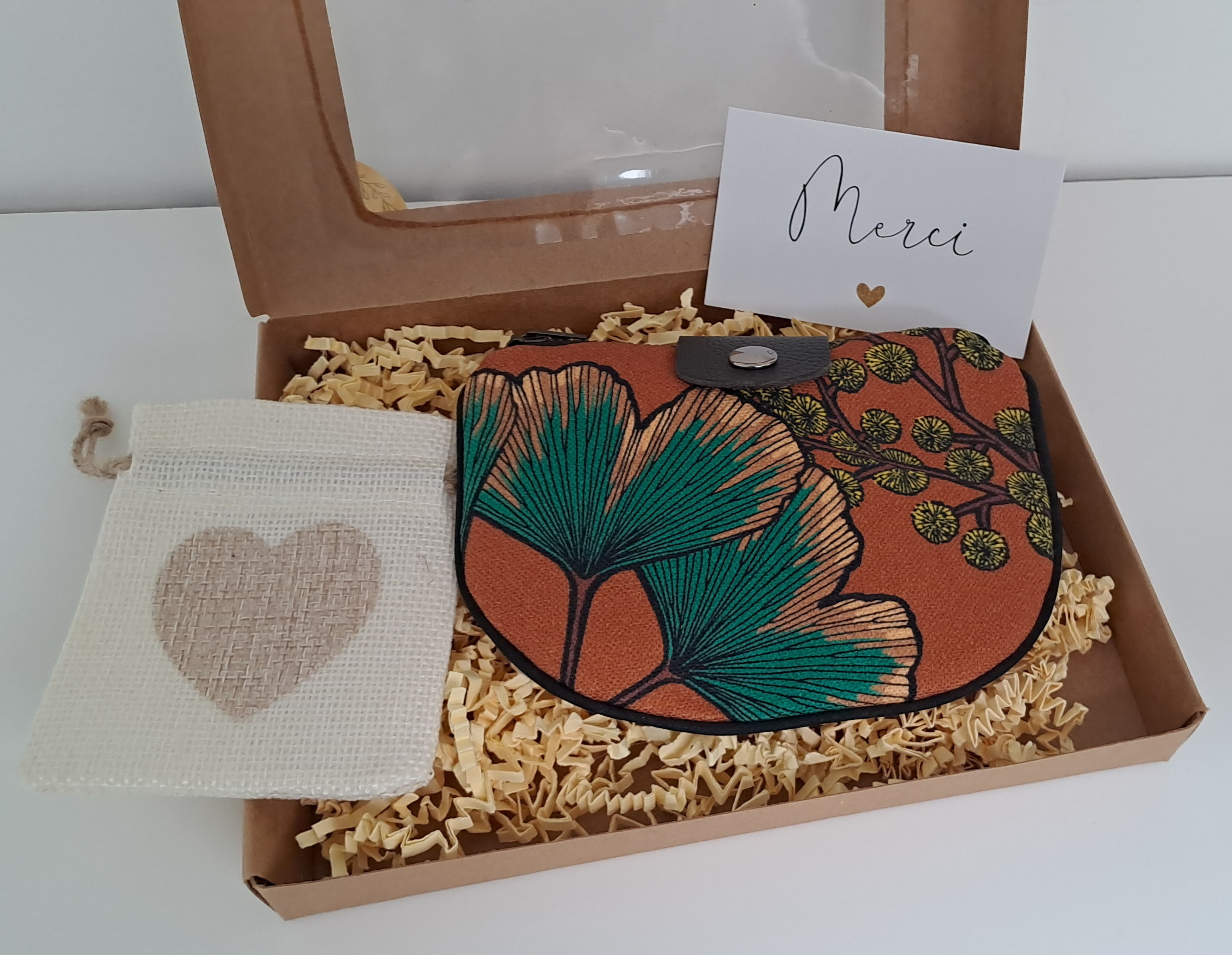 Coffret porte-monnaie femme Gingko et Mimosa