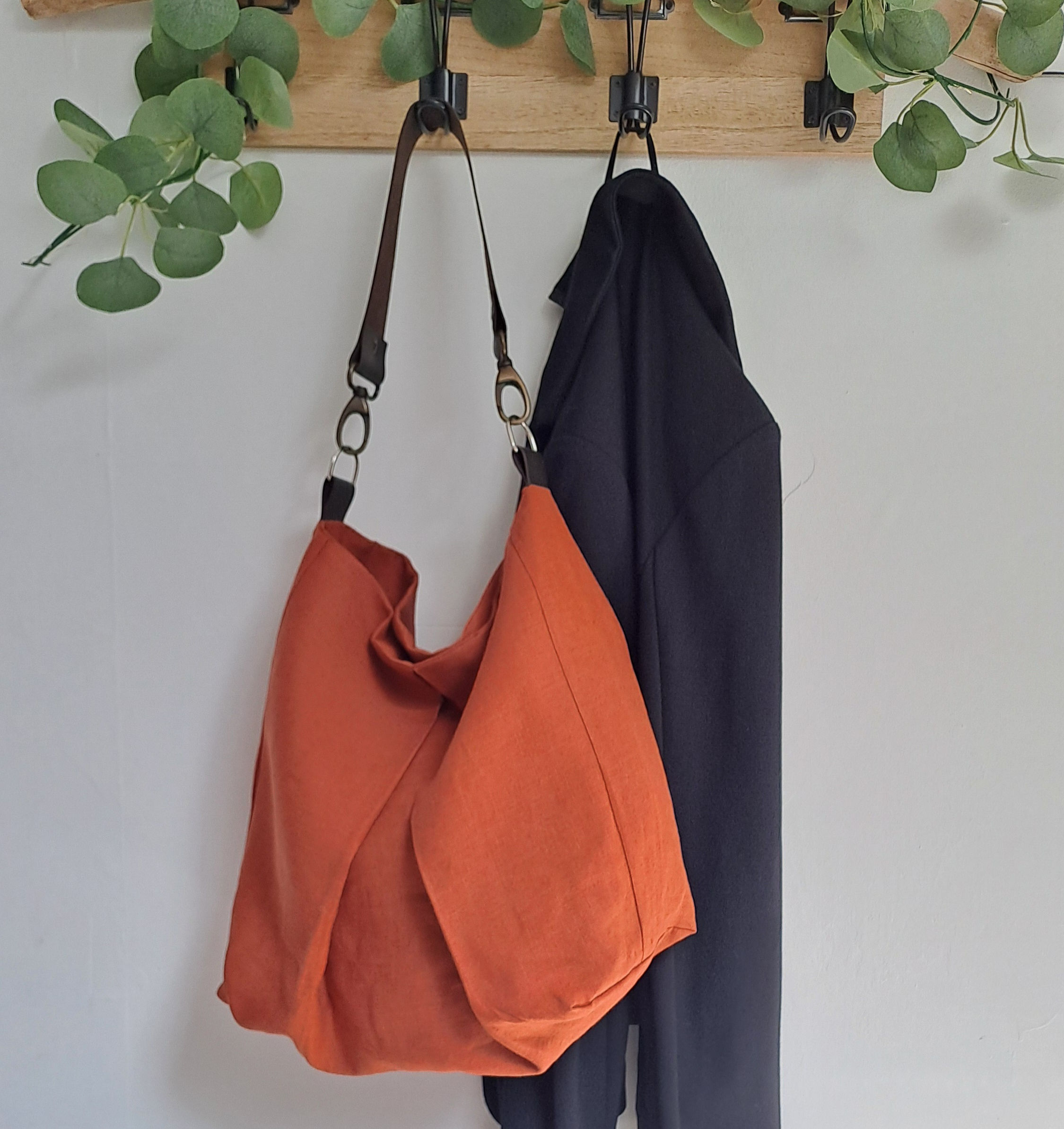 Sac hobo en lin orangé