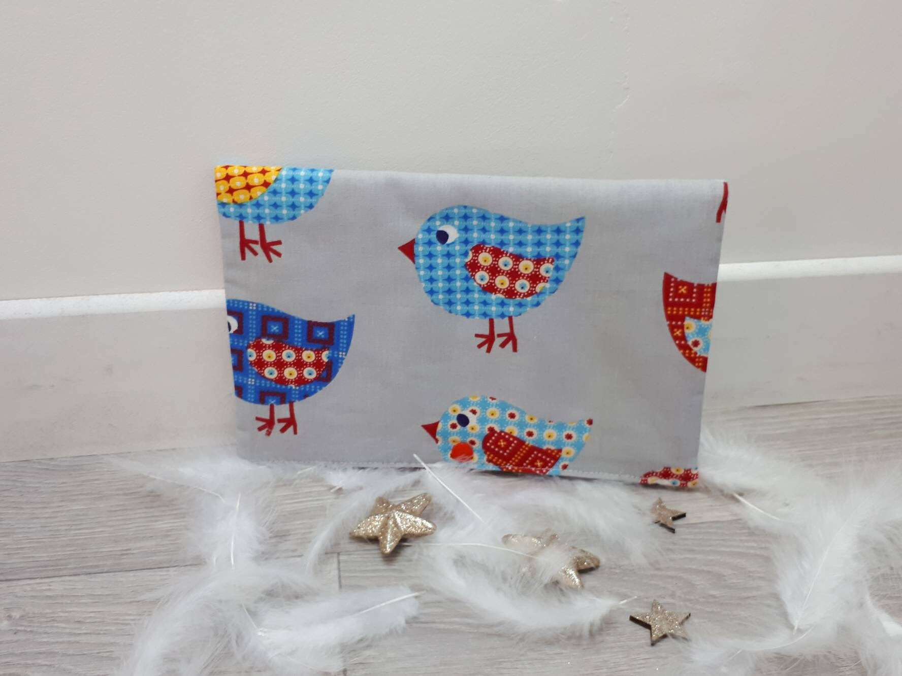 Pochette à barrettes cotonnade "Oiseaux"