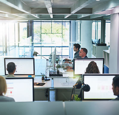 People working at computers in an office