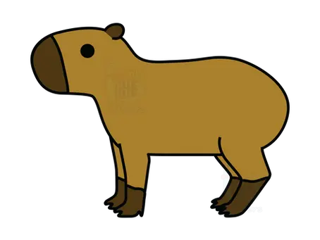 A simplified cartoon of a Capybara