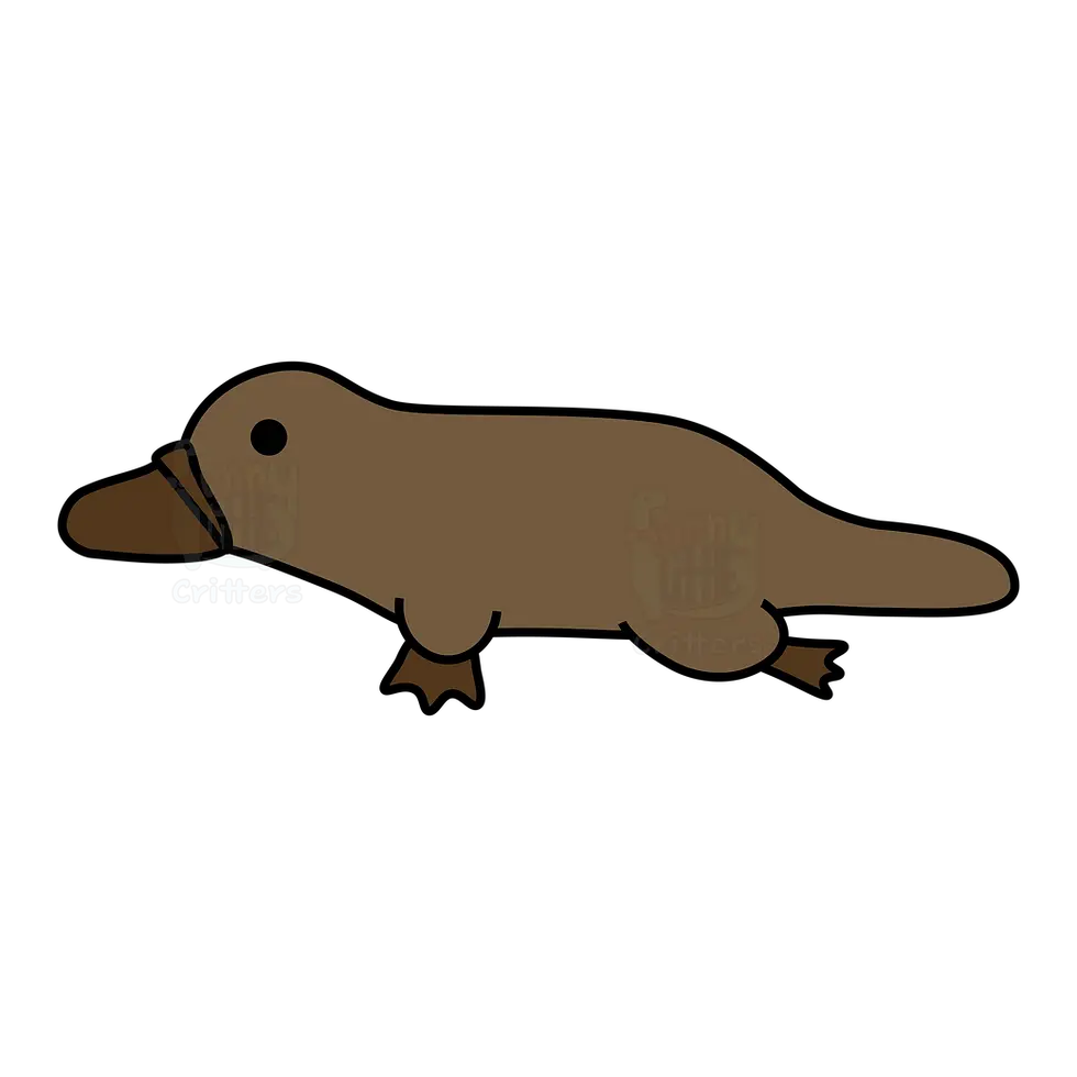 A simplified cartoon of a platypus