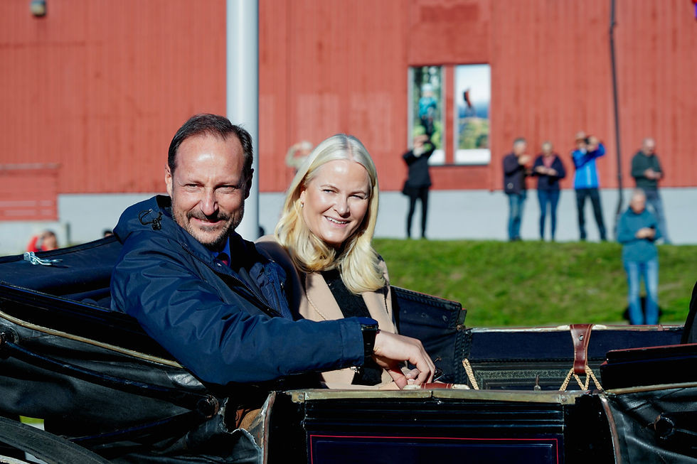 Kronprinsparet ble møtt med strålende sol i Ål onsdag