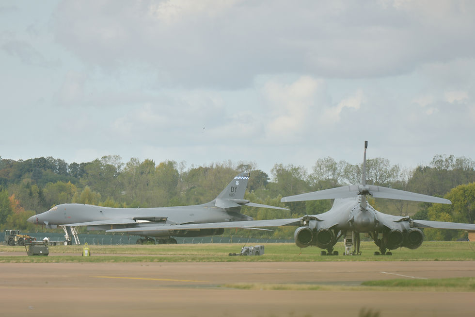 Britain Explosives Arrests
A B1 bomber is towed past another B1 aircraft at RAF Fairford, a US airforce base in Fairford, England, Monday, Sept. 28, 2026. (AP/Alastair Grant)