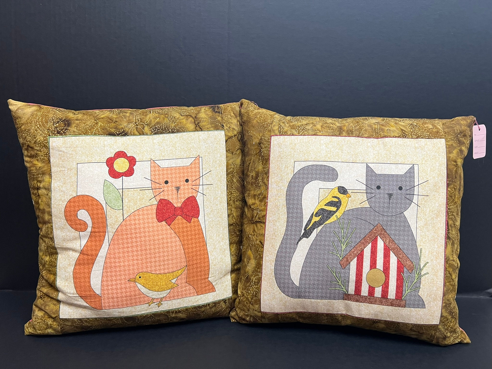 Cat & Bird Decorative Pillows - Set of 2