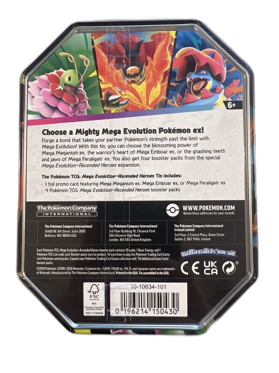 Thumbnail: Pokemon TCG Mega Evolution Ascended Heroes Tin Mega Emboar ex Sealed
