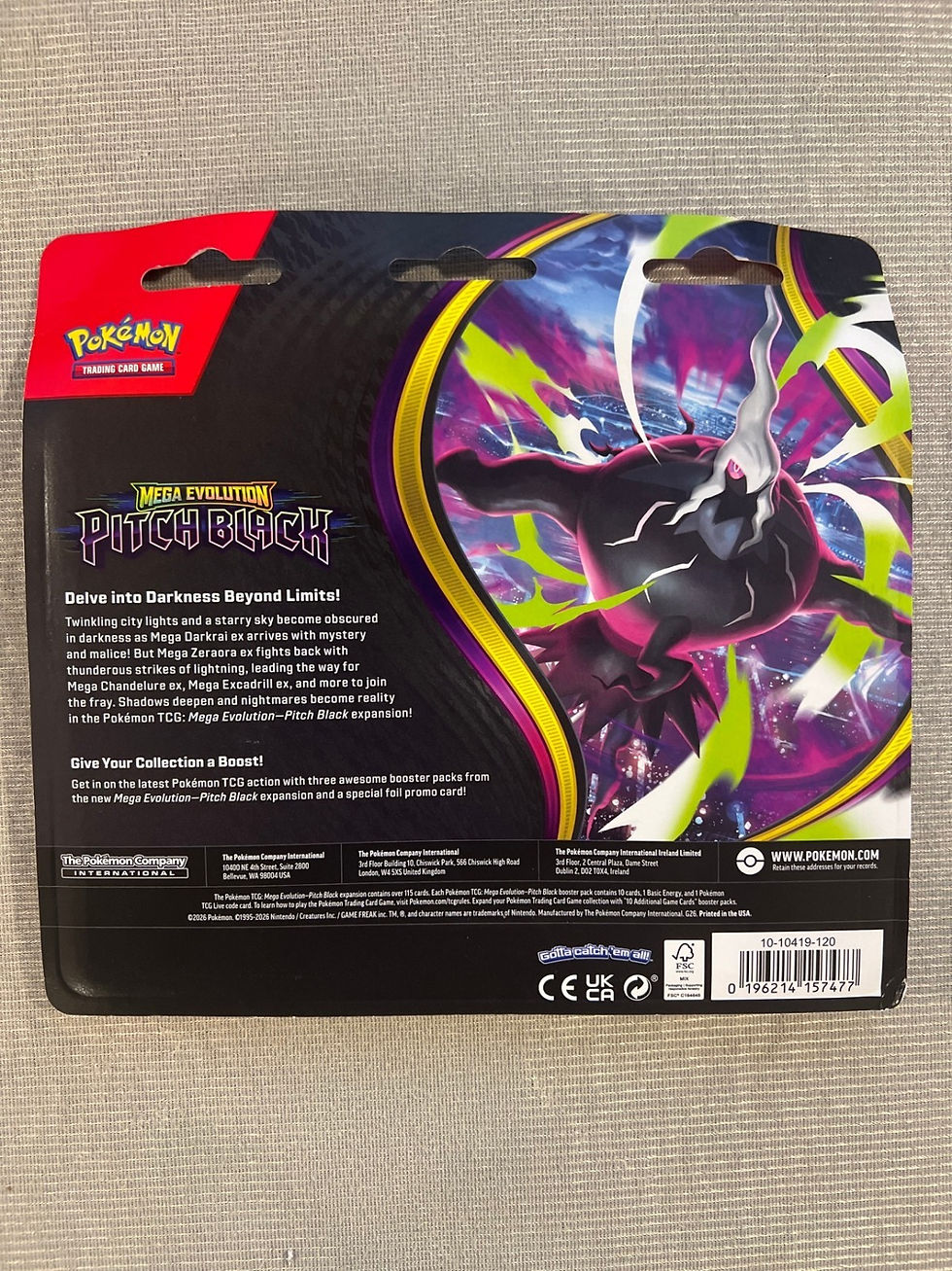 Thumbnail: Pokemon TCG Mega Evolution Pitch Black 3-Pack Blister Binacle Sealed
