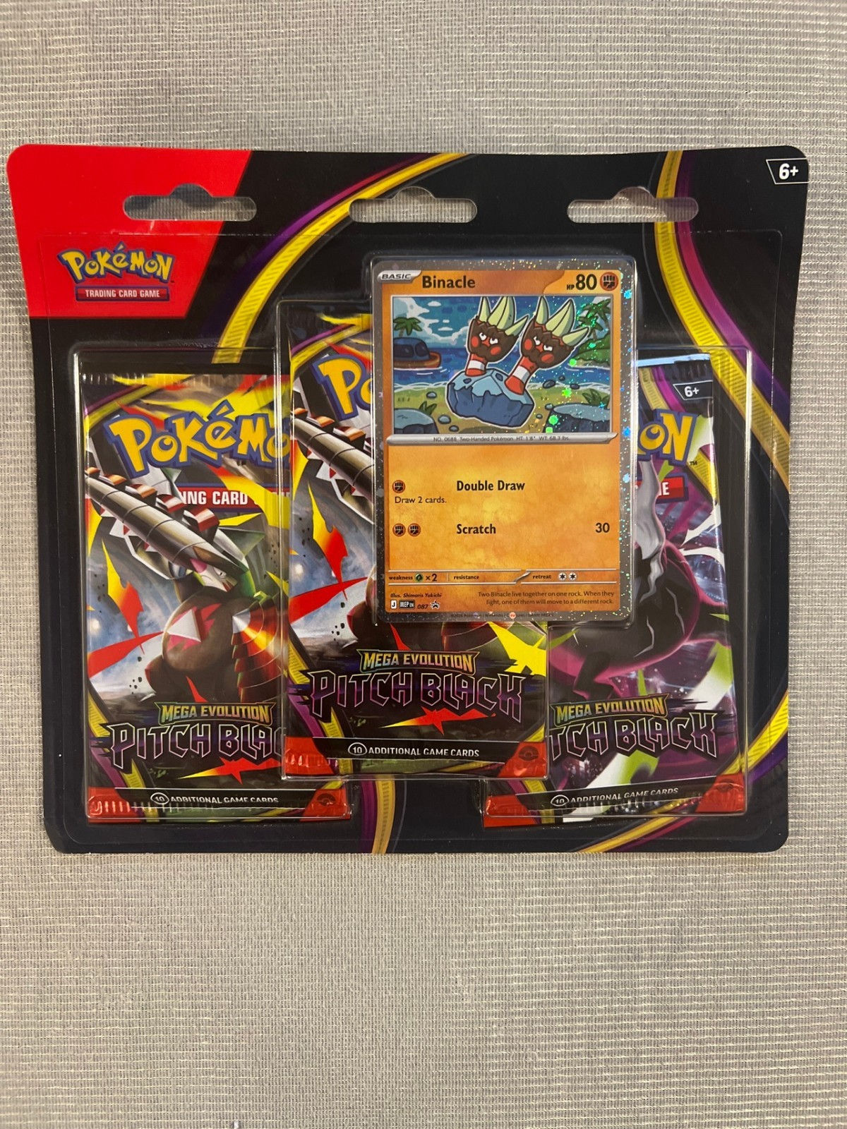 Pokemon TCG Mega Evolution Pitch Black 3-Pack Blister Binacle Sealed
