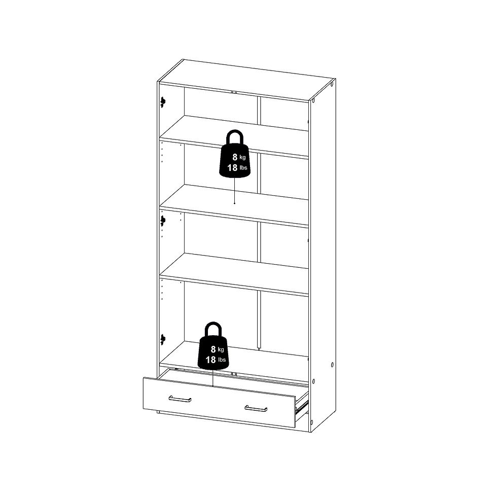 Thumbnail: Classic Wardrobe with 2 Doors + 1 Drawer in Oak 1750