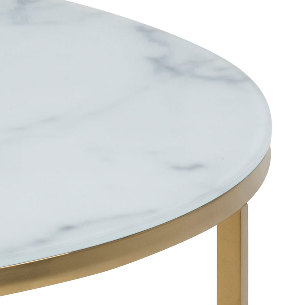 Thumbnail: Alisma Round Coffee Table with Marble Effect Top & Gold Legs
