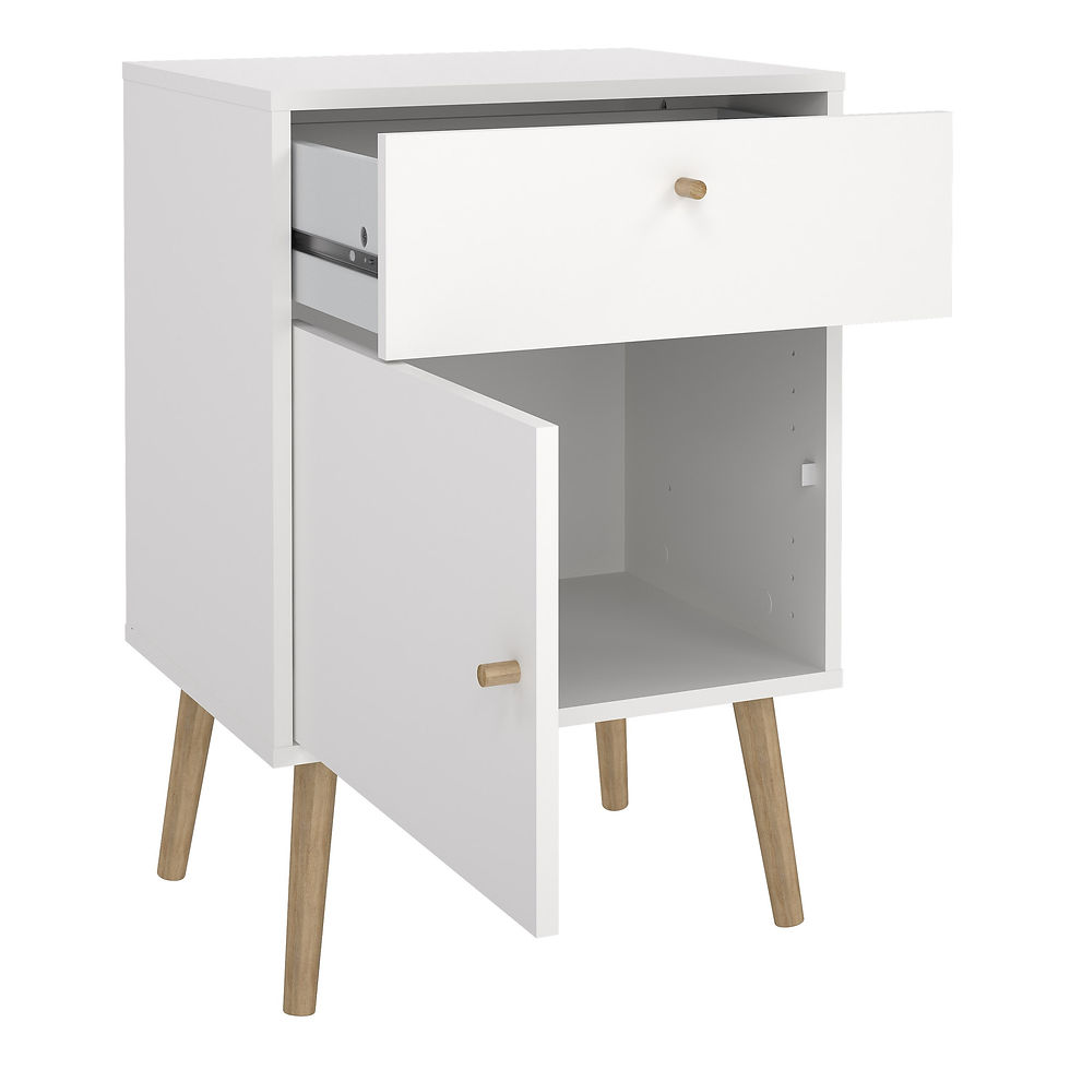 Thumbnail: Cumbria Nightstand 1 Door + 1 Drawer White