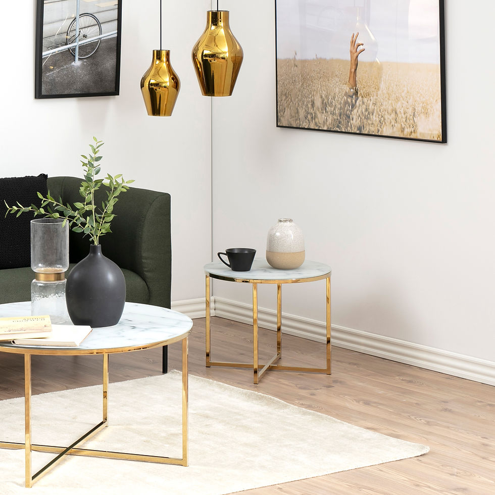 Thumbnail: Alisma Round Side Table with White Marble Effect Top