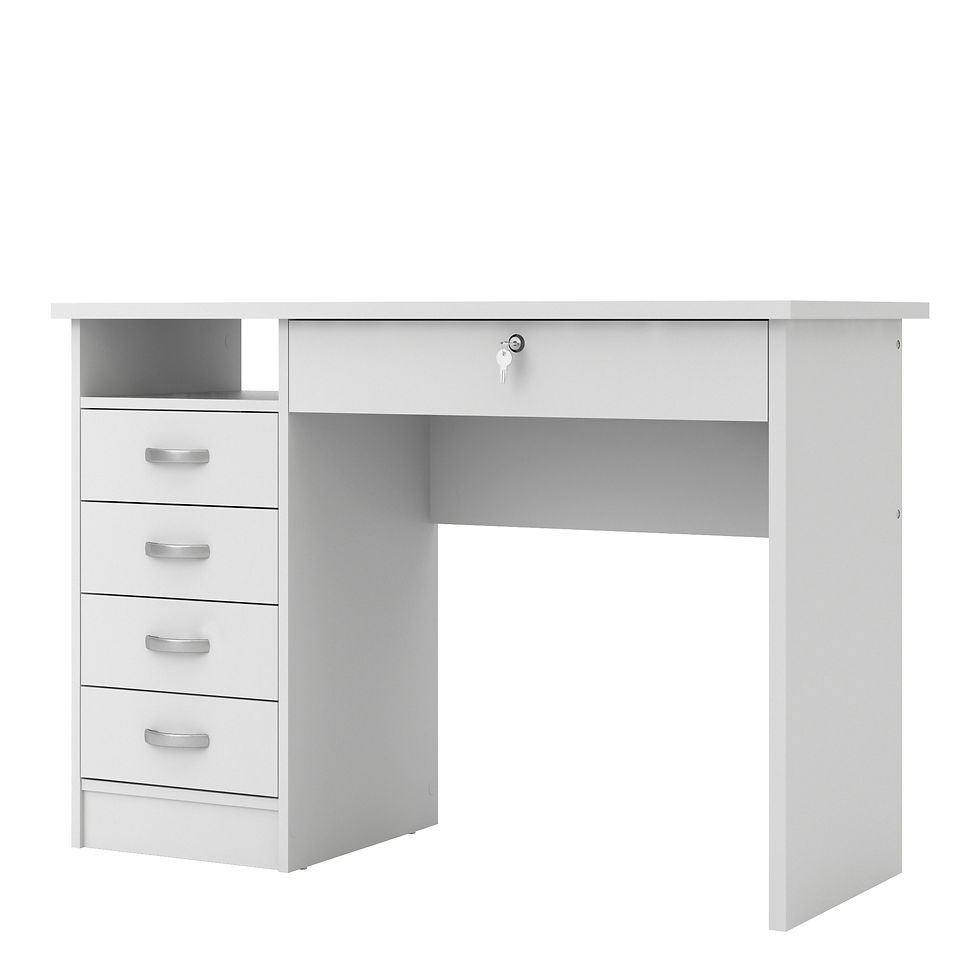 Thumbnail: Function Plus Desk 5 Drawers in White