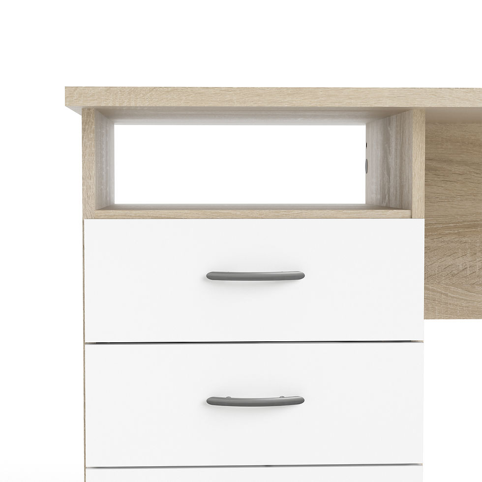 Thumbnail: Function Plus Oak Desk 3 White Drawers