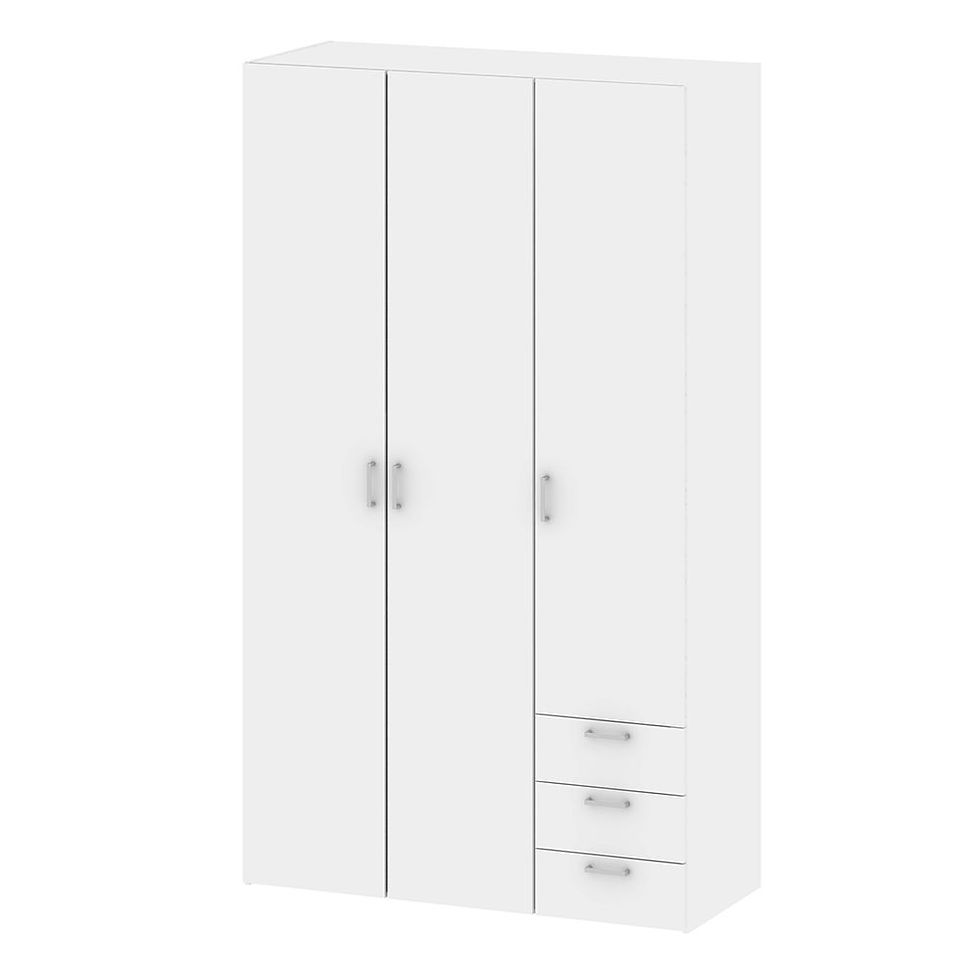 Thumbnail: Classic Wardrobe - 3 Doors 3 Drawers in White 2000