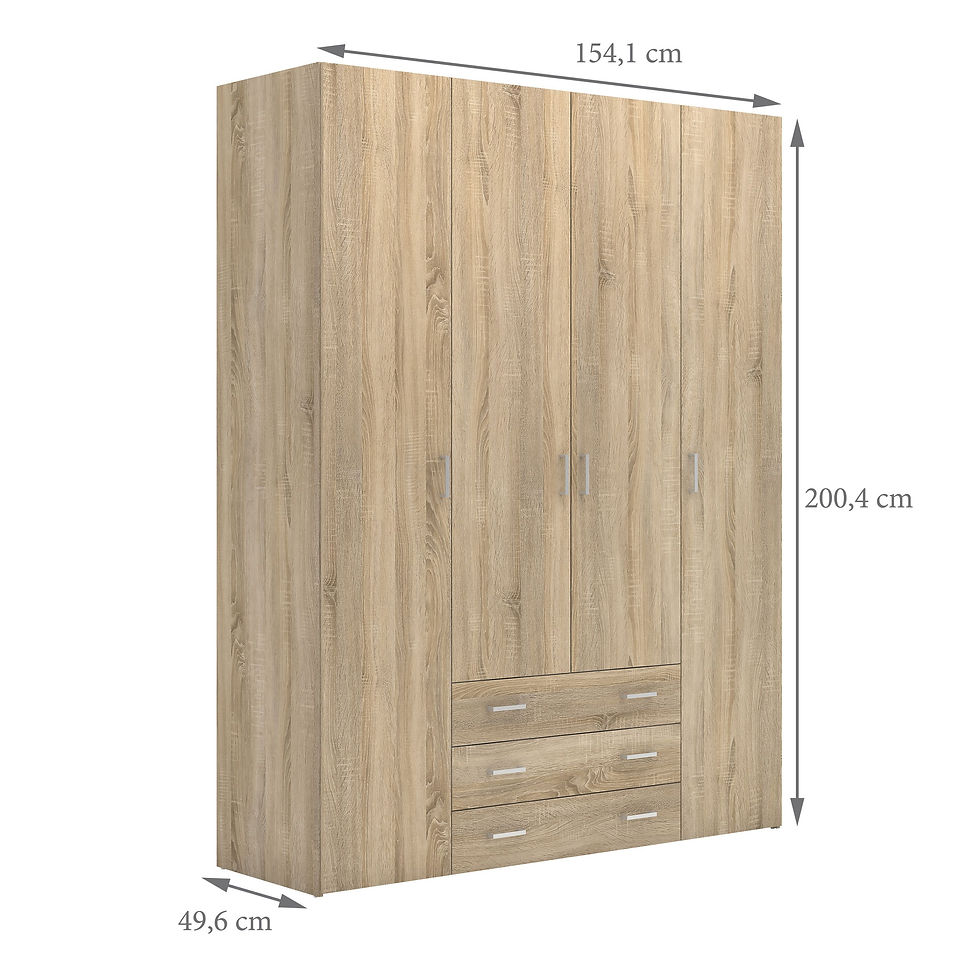 Thumbnail: Classic Wardrobe - 4 Doors 3 Drawers in Oak 2000