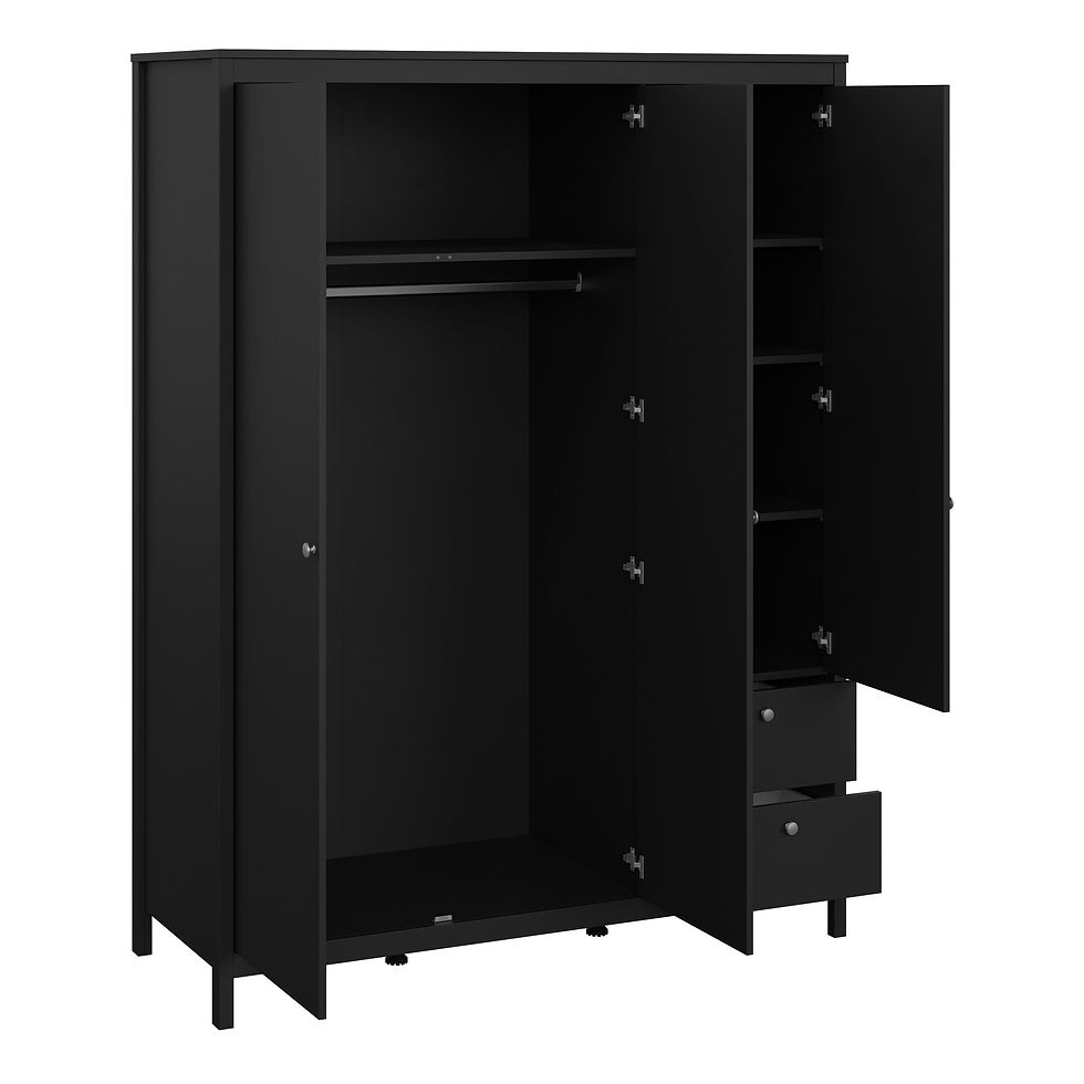 Thumbnail: Madrid Wardrobe with 2 doors + 1 mirror door + 2 drawers Matt Black