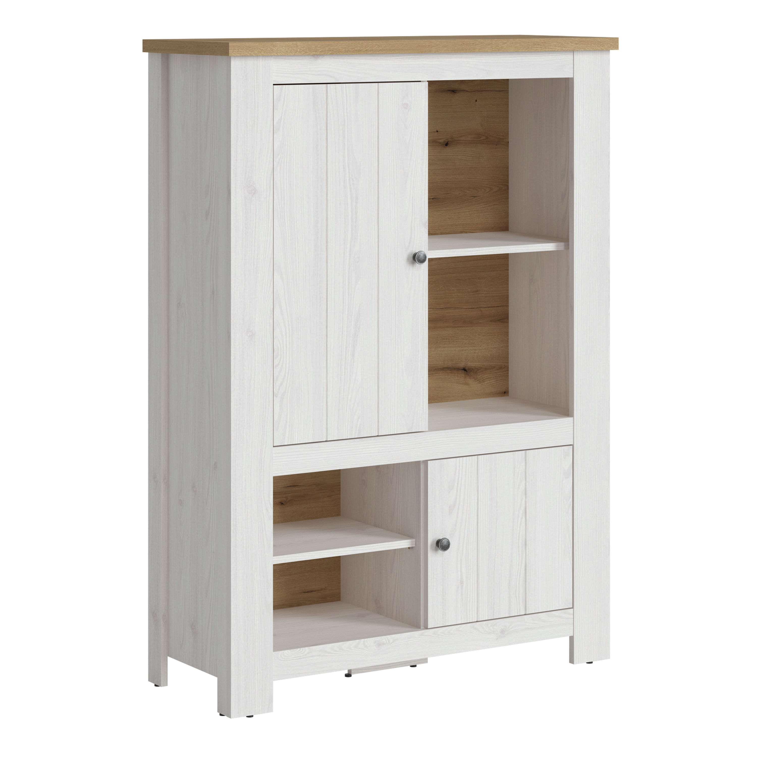 Charlotte 2 door 4 shelves cabinet in White and Oak