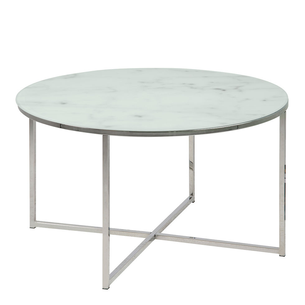 Thumbnail: Alisma Round Coffee Table with White Marble Top & Silver Legs