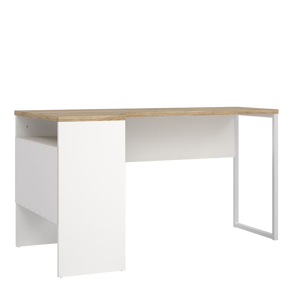 Thumbnail: Function Plus Corner Desk 2 Drawers in White and Oak