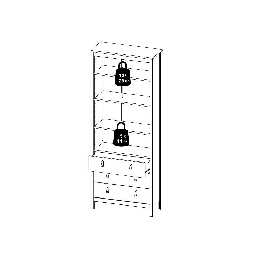 Thumbnail: Bradley China cabinet 2 doors w/glass + 3 drawers in White